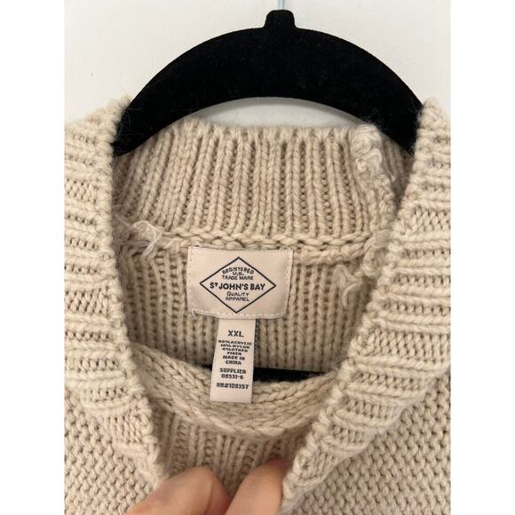 Vintage St. John's Bay Taupe Tan Cozy Coastal Knit Sweater - Picture 2 of 3